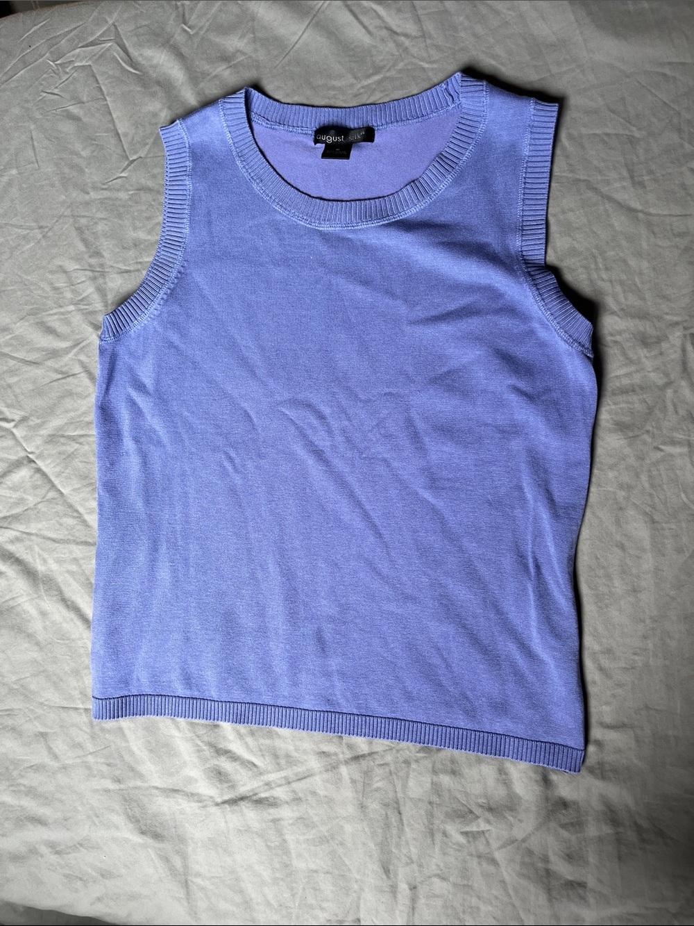 august silk PERIWINKLE round neck Sleeveless Knit Tank. Women's medium. Small